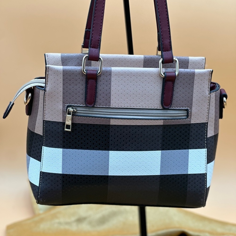COPY - Unbranded Double Handle Shoulder Bag Black Cream Tan Polyurethane